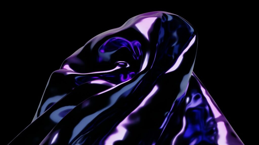 Abstract purple chrome artwork — illustrative digital art (photo by Hassaan Here)